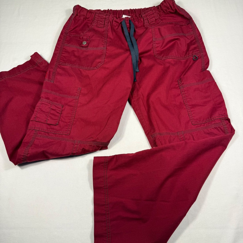 Dickies Scrub Pants M Wine Red Cargo Utility Medical Nursing 857455